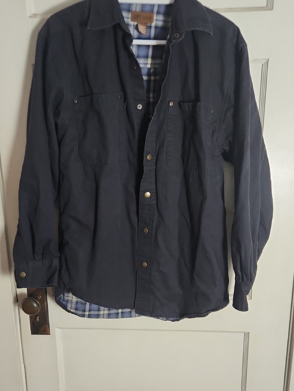 Faded Glory Navy Lightweight Shirt Jacket with Plaid Lining